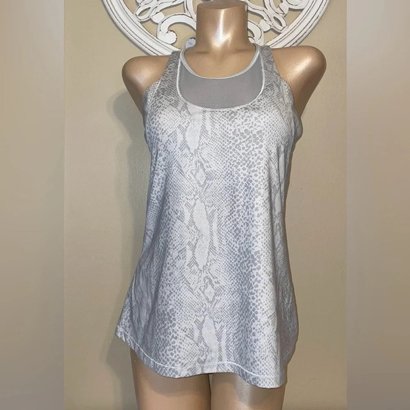 Lululemon women’s tank top 12 workout Athletic snake print stretch soft grey - Picture 1 of 10